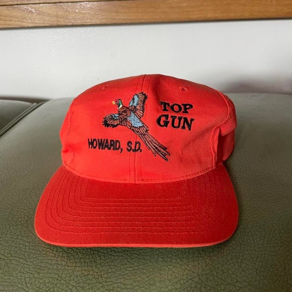 Vintage Top Gun ball cap with green bill and adjustable snap